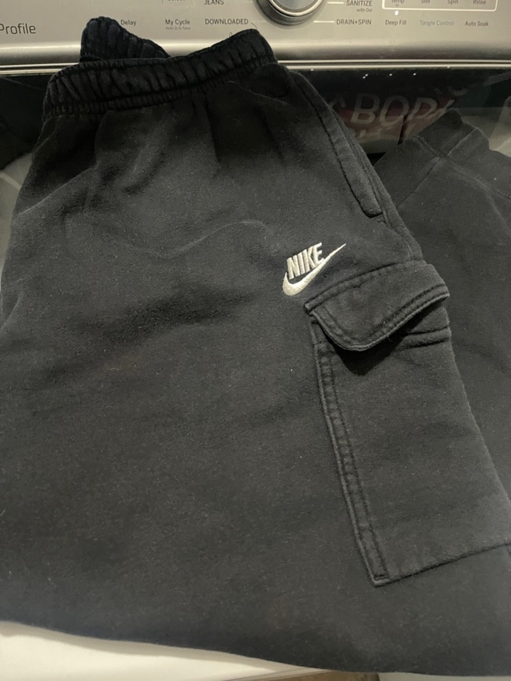 Nike Black Cargo Sweatshorts with White Swoosh